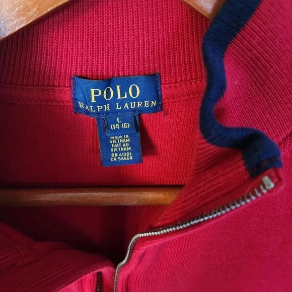 Polo Ralph Lauren Sweater Men Size Large Red Cotton Pullover 1/4 Zip Mock Neck - Picture 3 of 9